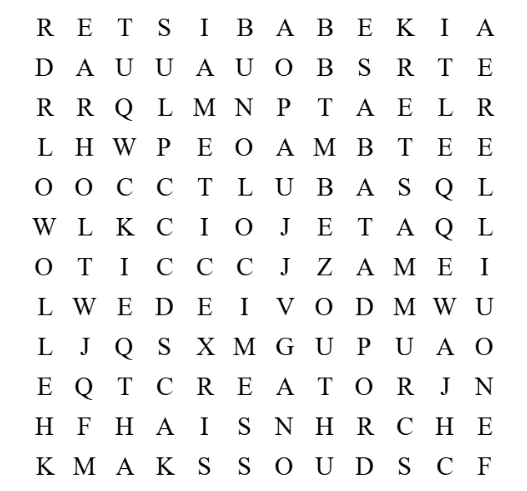 Grille de mots mêlés